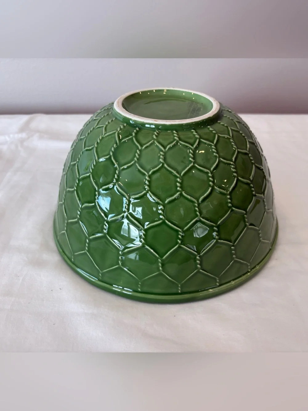 Ceramiche Virginia Italy Green Large 9.5” Pasta Serving Bowl Chain Link Design